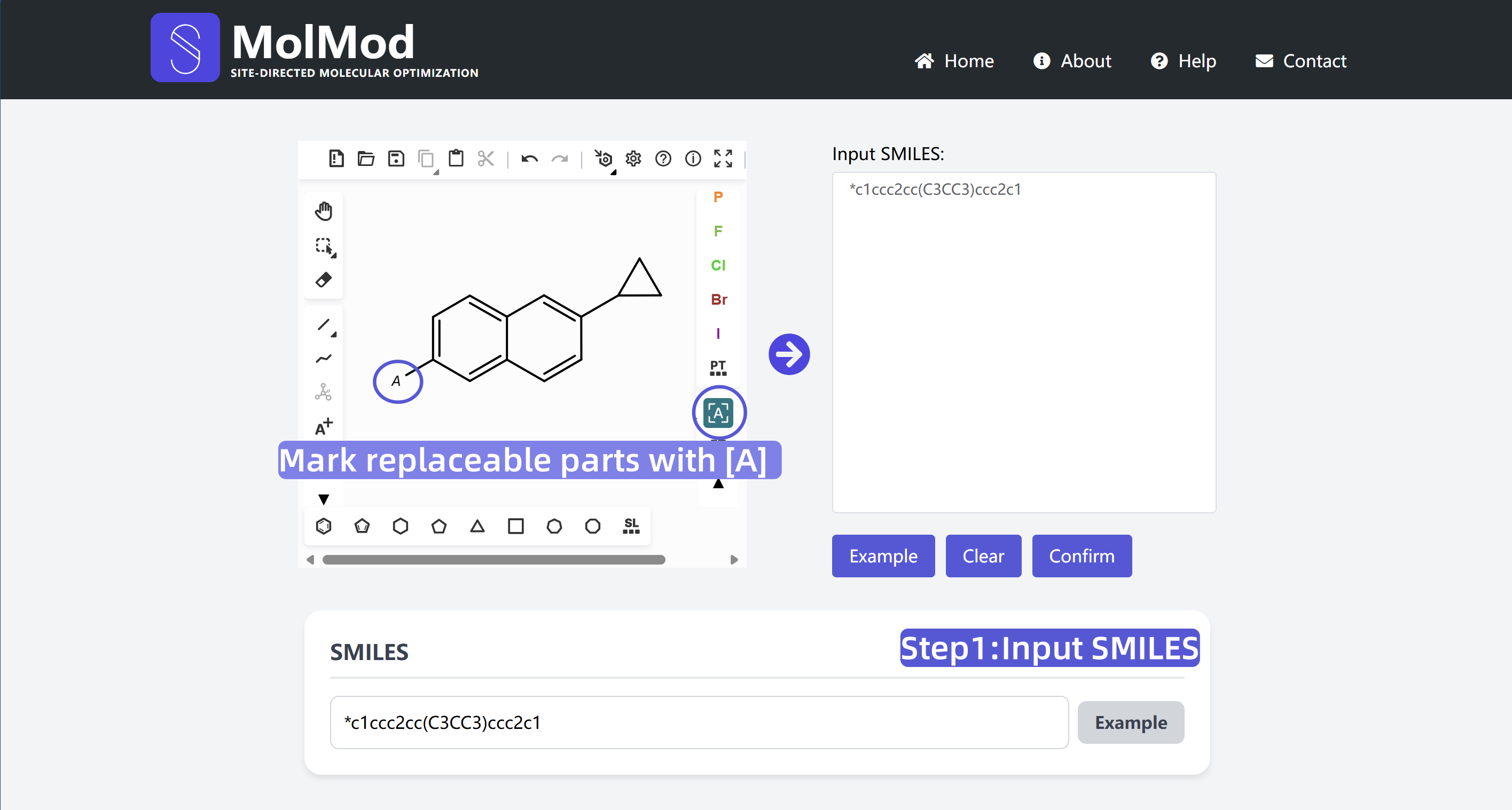 SMILES input interface